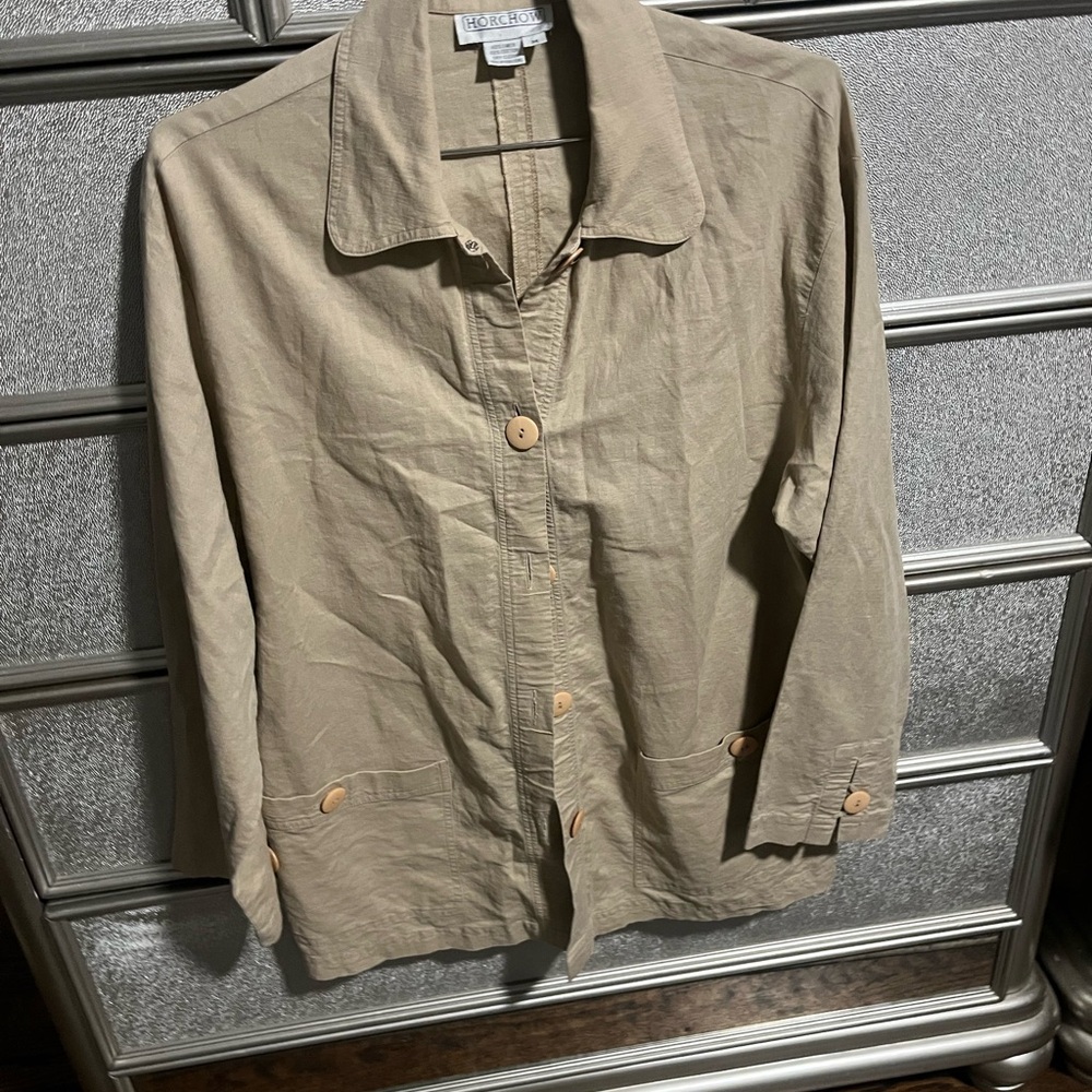 Horchow Beige Linen-Cotton Jacket